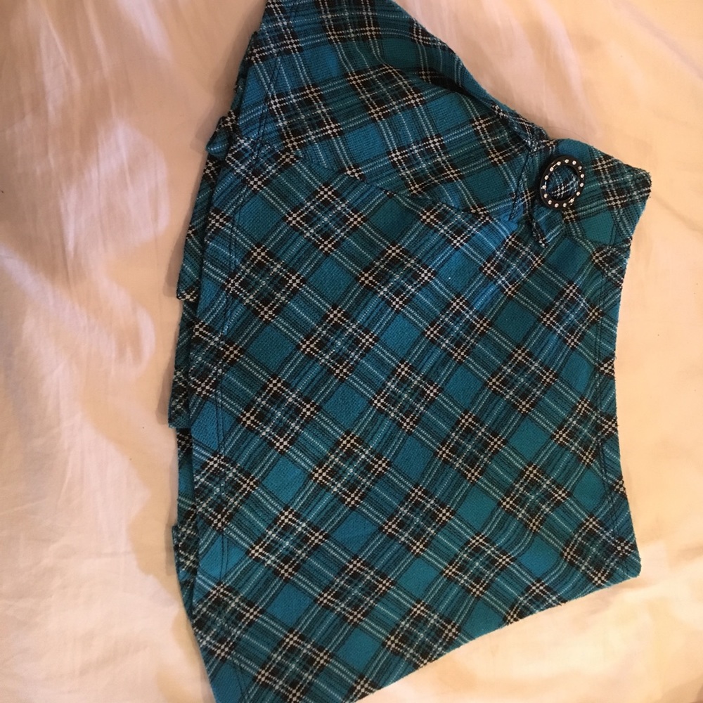 Blue Black And White Plaid Skirt